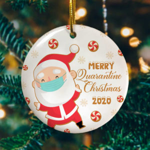 Merry X-Mask 2020 Funny Santa Claus Wearing Mask Christmas Ornament Keepsake Decorative Ornament – Funny Holiday Gift