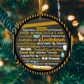 Engraved 2020 Events Quarantine Pandemic Christmas Flat Holiday Circle Ornament