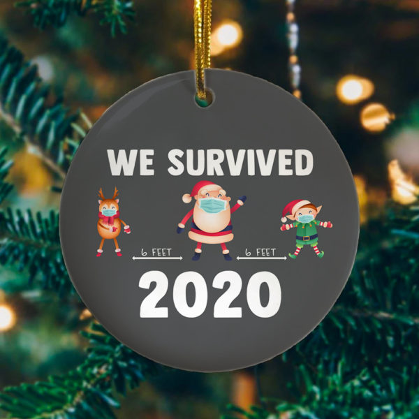 2020 Social Distance We Survived Santa Deer Elf Decorative Christmas Ornament - Funny Holiday Gift