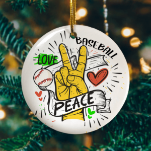 Peace Love Baseball Ornament Keepsake – Baseball Lover Decorative Ornament