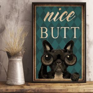 Frenchie Bulldog Nice Butt Vintage Poster, Canvas