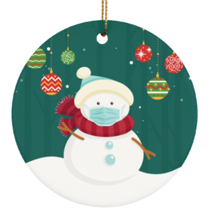 Snowman Wearing A Face Mask Decorative Christmas Ornament