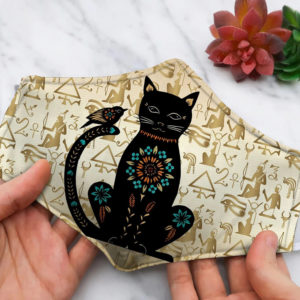 Cat And Ancient Egypt Symbol Face Mask