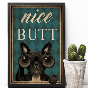 Frenchie Bulldog Nice Butt Vintage Poster, Canvas