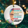 Women Belong Quote RBG Christmas Ornament – Ruth Bader Ginsburg Decorative Christmas Ornament