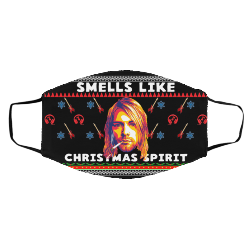 Smells Like Christmas Spirit Kurt Cobain Ugly Christmas Face Mask Med/Lg Face Mask