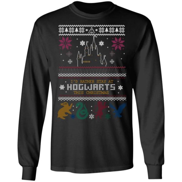 Id Rather Stay At HOGWARTS This Christmas Harry Potter Ugly Christmas Sweater, Long Sleeve