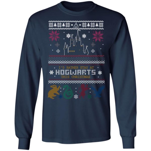 Id Rather Stay At HOGWARTS This Christmas Harry Potter Ugly Christmas Sweater, Long Sleeve