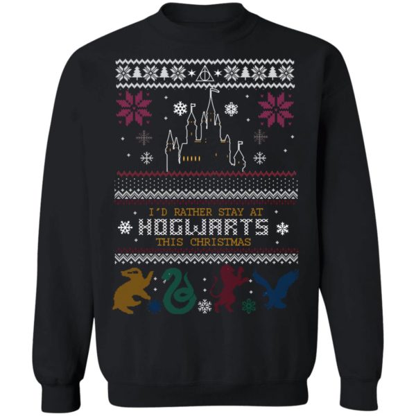 Id Rather Stay At HOGWARTS This Christmas Harry Potter Ugly Christmas Sweater, Long Sleeve