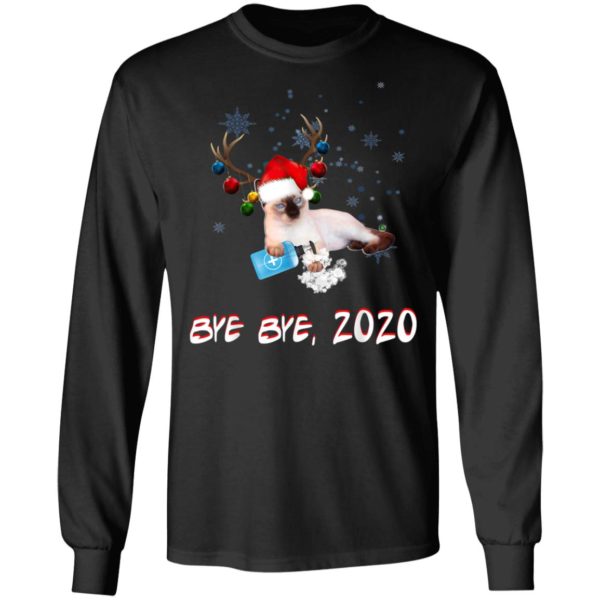 Applehead Siamese Cat Bye Bye 2020 Christmas New Year T-Shirt, Long Sleeve