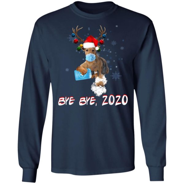 Airedale Terrier Dog Bye Bye 2020 Christmas New Year T-Shirt, Long Sleeve