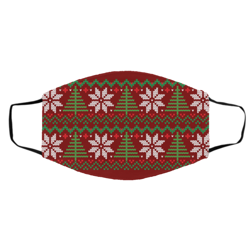 UGLY CHRISTMAS SWEATER Red Pattern Face Mask