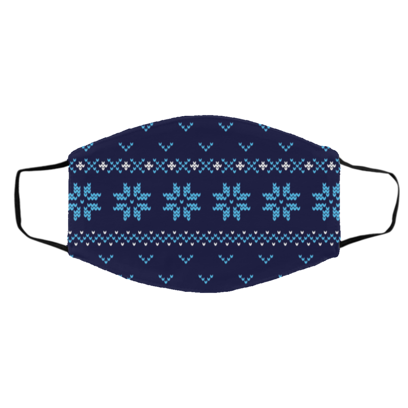 Ugly Christmas Sweater Seamless Blue Face Mask