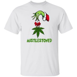 Grinch Hand Holding Weed Mistlestoned Christmas sweatshirt