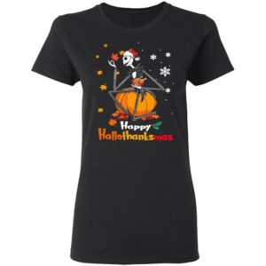 Jack Skellington Santa Hat Happy Hallothanksmas T-Shirt