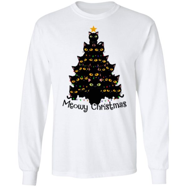Black Cats Meowy Christmas Tree Shirt, Sweatshirt