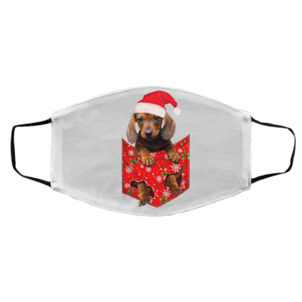 Santa Daschund Merry Christmas face mask