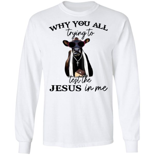 Why You All Trying To Test The Jesus In Me Pastor Cow T-Shirt, LS, Hoodie