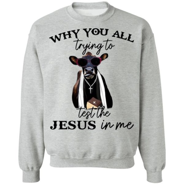 Why You All Trying To Test The Jesus In Me Pastor Cow T-Shirt, LS, Hoodie