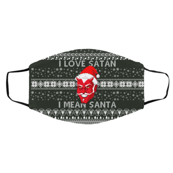 I Love Satan I Mean Santa Evil Devil Ugly Christmas Face Mask