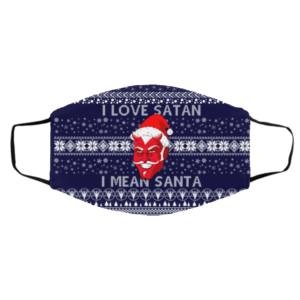 I Love Satan I Mean Santa Evil Devil Ugly Christmas Face Mask