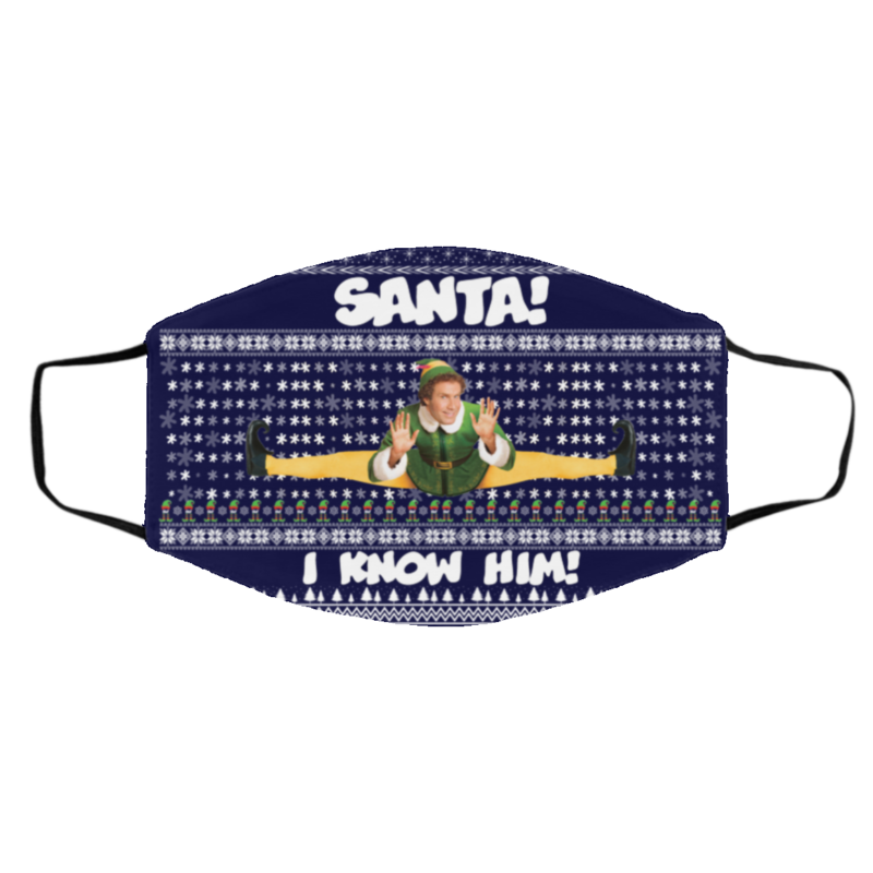 Santa I Know Him Buddy Elf Ugly Christmas Face Mask