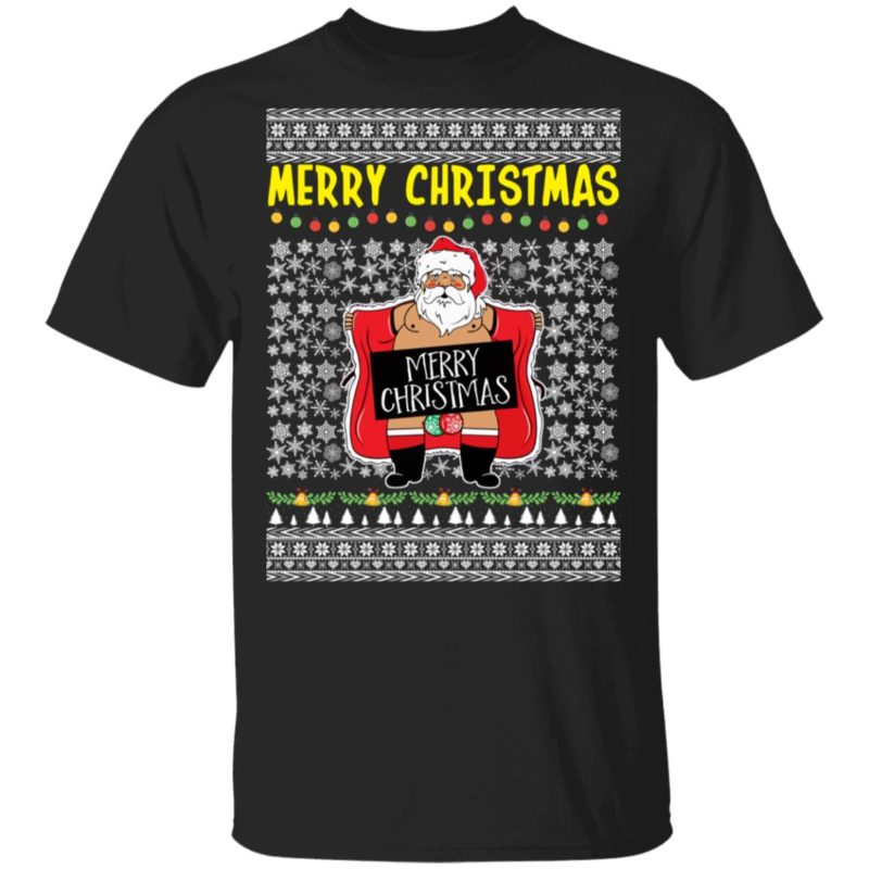 Merry Christmas Santa Claus Exposing Himself Ugly Christmas Sweater