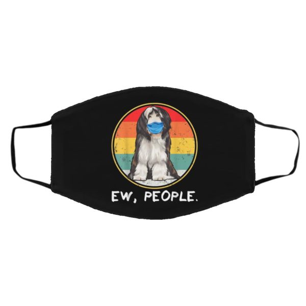 Vintage Ew People Bearded Collie Dog Wearing Face Mask