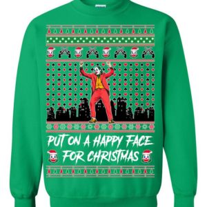 Joker Put on a Happy Face for Christmas Ugly Christmas Sweater