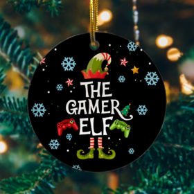 Gamer Elf Decorative Christmas Ornament - Family Matching Christmas Holiday Ornament