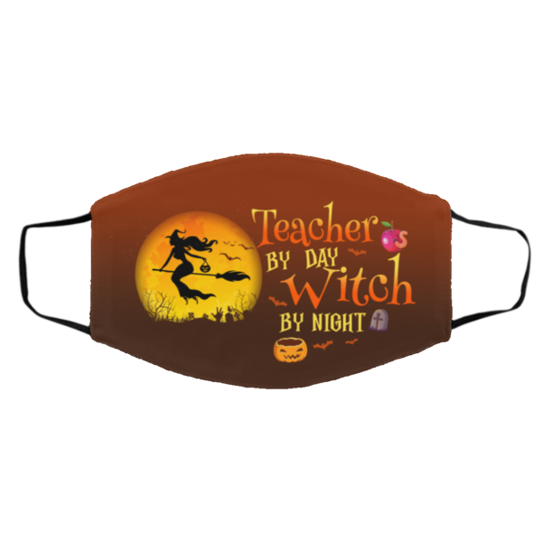Teacher By Day Witch By Night Halloween Face Mask