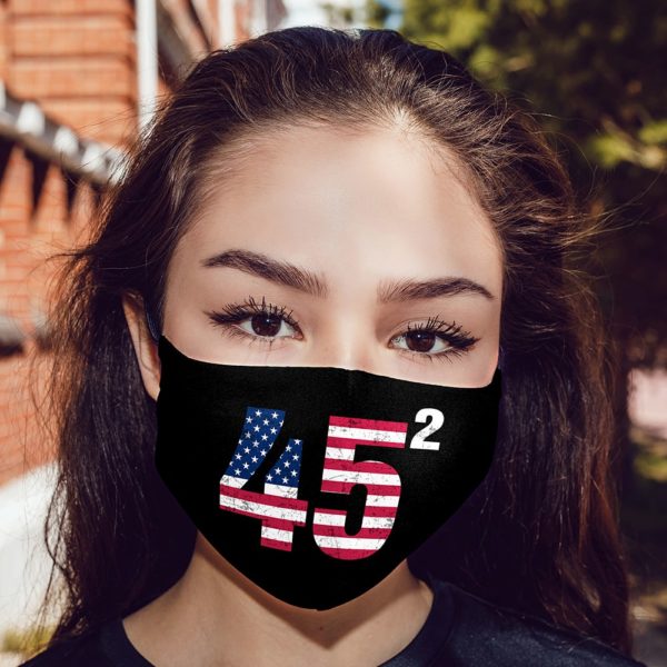 Trump Supporter Second Term 45 Square American Flag Distressed Face Mask