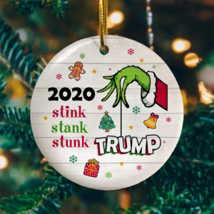 2020 Stink Stank Stunk Circle Ornament Keepsake – Green Hand Again Trump Circle Ornament, White, Circle Ornament