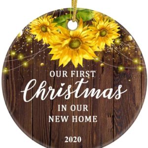 Our First Christmas in Our New Home 2020 Mr & Mrs Newlywed Sunflower Ornament