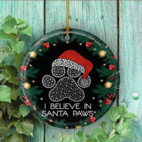 I Believe In Santa Paws Pet Lover Christmas Tree Circle Ornament Keepsake - Santa Paws Gifts Ornament