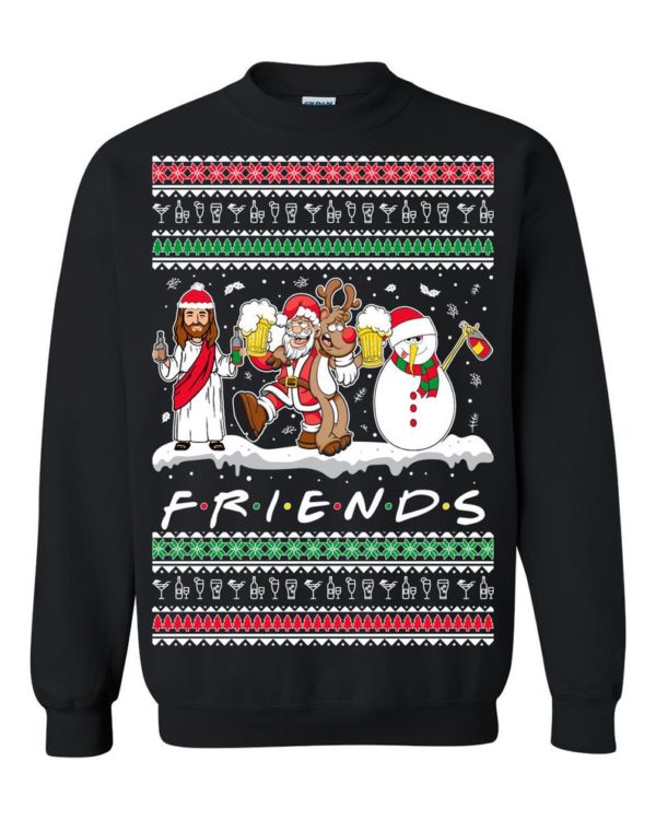 Friends Jesus Santa Claus Ugly Christmas Sweater