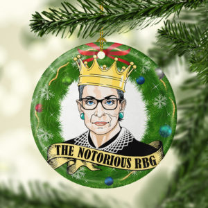 The Notorious RBG Christmas Ornament Green Wreath Ruth Bader Ginsburg Decorative Christmas Ornament