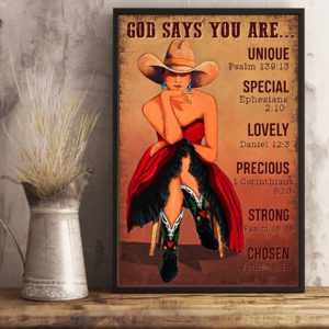 God Says You Are Unique Special Lovely Precious Vintage Poster, Canvas