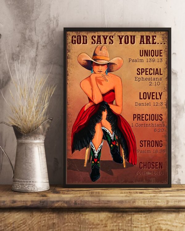 God Says You Are Unique Special Lovely Precious Vintage Poster, Canvas