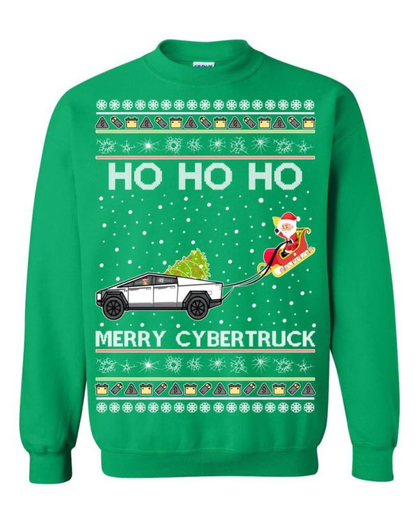 Tesla Merry Cybertruck Santa Ugly Christmas Sweater