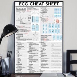 ECG Cheat Sheet Cardiologist Poster, Canvas