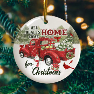 Red Cardinal All Hearts Come Home For Christmas Vintage Red Truck Memorial Decorative Christmas Ornament – Funny Holiday Gift