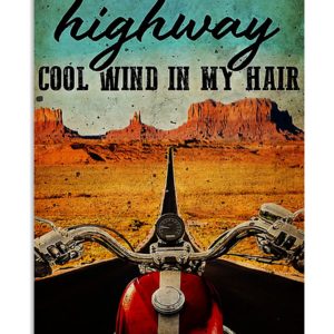 Motorcycle On A Dark Desert Highway Cool Wind In My Hair Vintage Poster, Canvas