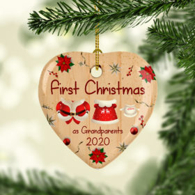 First Christmas As Grandparents 2020 Heart Christmas Ornament Tree