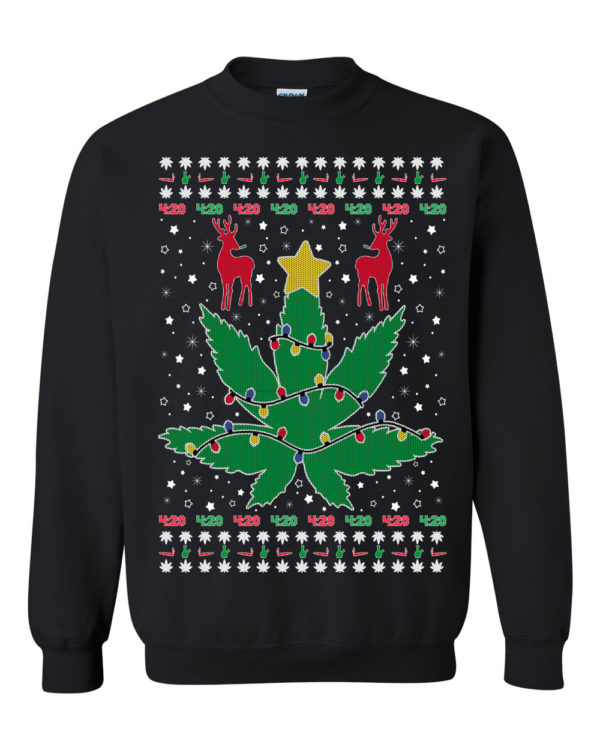 Marijuana Leaf 420 Weed Ugly Christmas Sweater