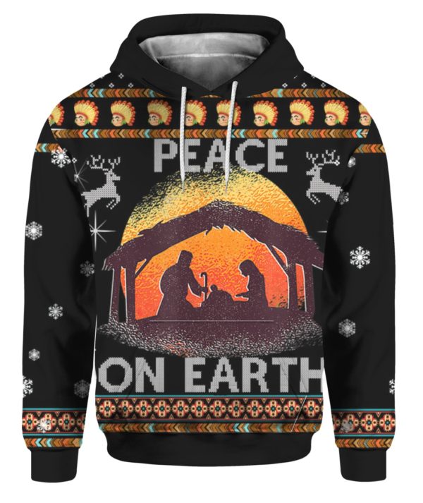 Nativity Jesus Peace On Earth 3D Ugly Christmas Sweater Hoodie