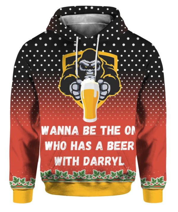 Bigfoot I Wanna Be The One Who Has A Beer With Darryl 3D Ugly Christmas Sweater Hoodie