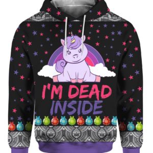 Unicorn I'm Dead Inside 3D Ugly Christmas Sweater Hoodie