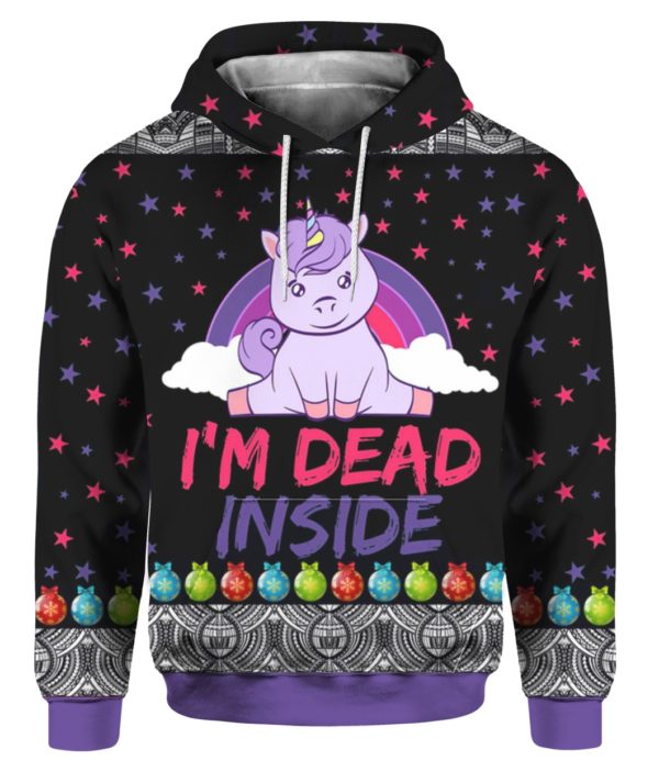 Unicorn I’m Dead Inside 3D Ugly Christmas Sweater Hoodie