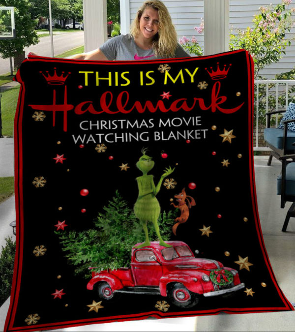 This Is My Hallmark Christmas Movies Watching Blanket Grinch and Dog Fleece Blanket, Sherpa Blanket